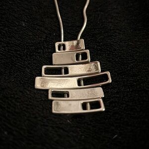 80s Vintage Slider Necklace Geometric Shapes Slide up and down on Chain 9.5 inch